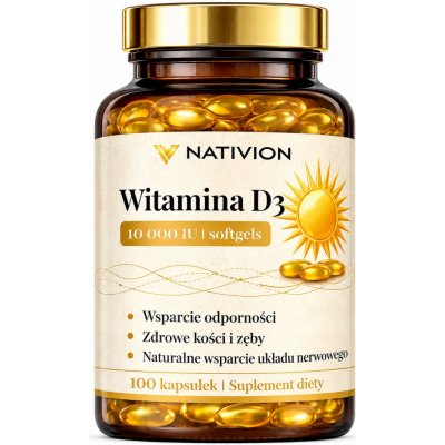Nativia Vitamin D3 10000 IU 100 kapslí – Hledejceny.cz
