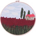 Stoklasa Vyšívací sada s předtištěným motivem 380731 2 vlčí máky s krajinou průměr 26,5cm – Zboží Dáma