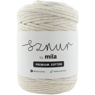 MILA Bavlněná šňůra PREMIUM COTTON 5mm/100m - BÍLÁ ZLATÁ/PCG103 – Zboží Mobilmania