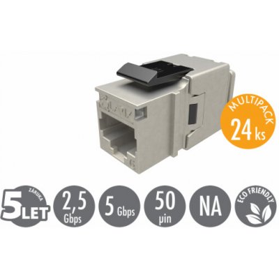 Solarix MULTIPACK 24 ks - rychlozařezávací keystone CAT6 STP RJ45 černý SXKJ-6-STP-BK-NA – Zboží Živě
