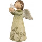 Dekorace zelený andílek s holubičkou 7*6*12 cm Clayre & Eef – Hledejceny.cz