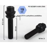Kolový šroub M14x1,5x58 koule R14 pohyblivá, černý, klíč 19, výška 87,5