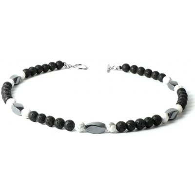 Daniel Dawson Pánský náhrdelník lávový kámen, bílý tyrkys NH1261-0296(7)/45 Černá – Hledejceny.cz