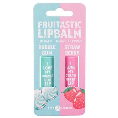 2K Fruitastic odstín Bubble Gum balzám na rty 4,2 g + balzám na rty 4,2 g Strawberry dárková sada – Zbozi.Blesk.cz