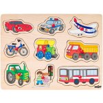 Woody puzzle na desce Dopravní prostředky – Zbozi.Blesk.cz