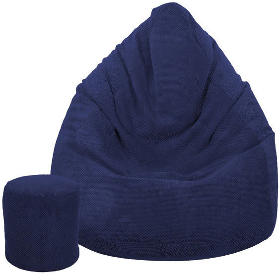 TopKing sedací vak XXXXL + podnožník XL plyš modrý