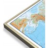 Nástěnné mapy Maps International Svět - nástěnná fyzická mapa 135 x 85 cm Varianta: mapa v hliníkovém rámu, Provedení: zlatý matný rám