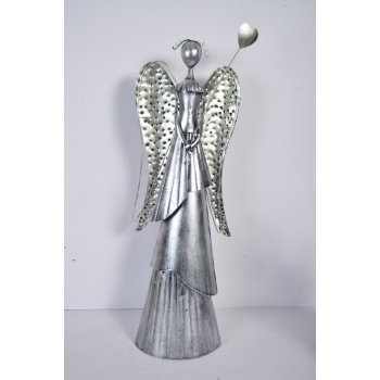 Lepaso Plechový anděl Wave stříbrný-champagne se srdíčkem 53 cm LED křídla 123150 015 BNM-75-00142-21 anděl 53cmLED