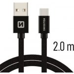 Swissten 71521301 USB 2.0 typ A na C, USB 2.0, zástrčka A - zástrčka C, opletený, 2m, černý – Zboží Živě