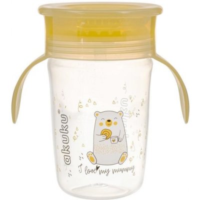 Akuku nevylévající hrneček s úchyty I love mum Mummy 240 ml transparentní/žlutá – Hledejceny.cz