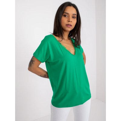 BASIC FEEL GOOD tričko aileen s krajkou ve výstřihu rv-ts-7665.91 green