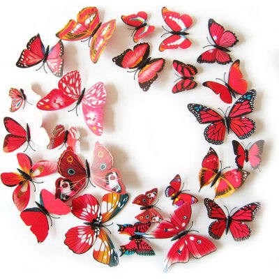 Živá Zeď Barevní 3D Motýlci Červení 6 - 12 cm – Zboží Mobilmania