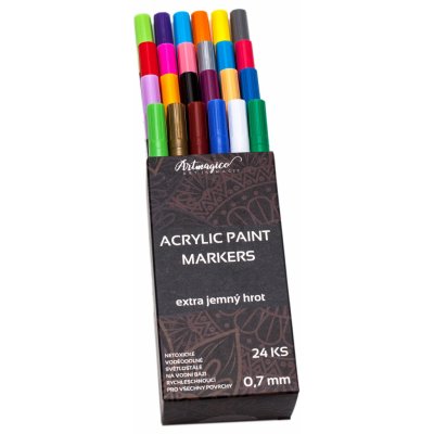 Artmagico akrylové fixy extra jemný hrot 0.7 mm 24 barev – Zboží Mobilmania