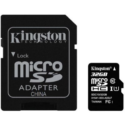 2 11 298 K Paměťová karta Kingston micro SDHC, Class10, 32GB + adaptér SD