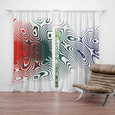 Sablio Závěs Dvoubarevná abstrakce: 2ks 140x250cm – Hledejceny.cz