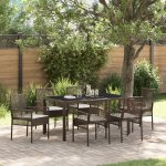 OMAXI 890863 Zahradní jídelní souprava 7 pcs Hnědá Poly ratan – Hledejceny.cz