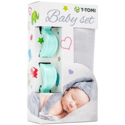 T-tomi Baby set bambusová osuška Grey