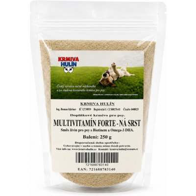 Krmiva Hulín Multivitamín Forte s Biotinem Omega-3 DHA na srst pro psy 250 g – Hledejceny.cz