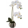 Květina Umělá Orchidej bílá v květináči, 42cm