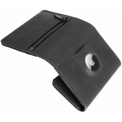 Kožená peněženka FIXED Tripple Wallet for AirTag z pravé hovězí kůže černá