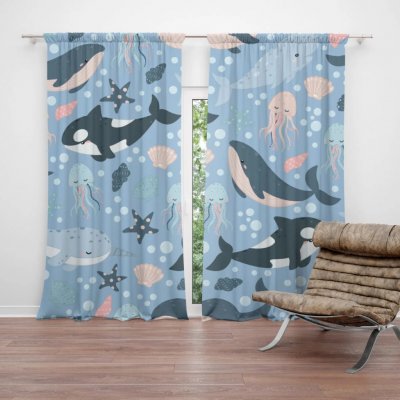 Sablio Závěs Dětský mořský svět: 2ks 140x250cm – Hledejceny.cz