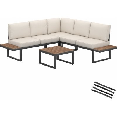 tectake 405344 sada zahradního nábytku eliar, 4dílná,s hliníkovým rámem - černá – Sleviste.cz