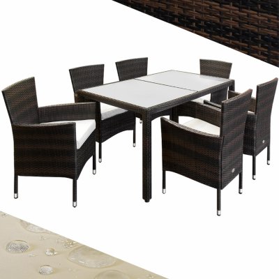 FurniGO - Zahradní sestava Berlin 1+6 - hnědý ratanový nábytek – Zboží Mobilmania