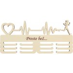 LYMFY Dřevěný držák na medaile s laserovaným textem 45cm puls srdce přírodní dřevo – Zboží Dáma