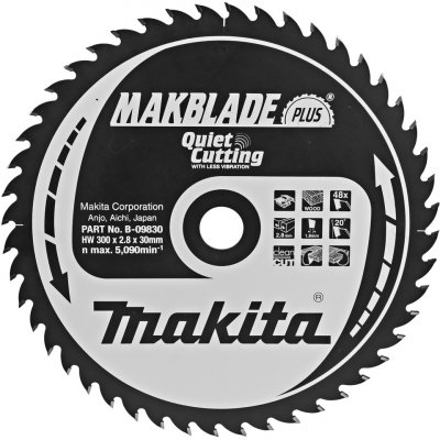 Makita Pilový kotouč na dřevo B-09830 MAKBLADE PLUS, 300x30mm, 48 zubů, do pokosové a stolní pily (podélný/příčný řez) – Zboží Mobilmania