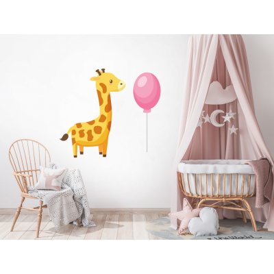 Nalepte.cz Žirafka s růžovým balonkem arch 42 x 45 cm – Zbozi.Blesk.cz