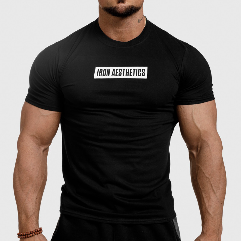 Pánské fitness tričko Iron Aesthetics Boxed černé Čierna