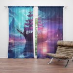 Sablio Závěs Magická plachetnice pod měsícem: 2ks 140x250cm – Hledejceny.cz