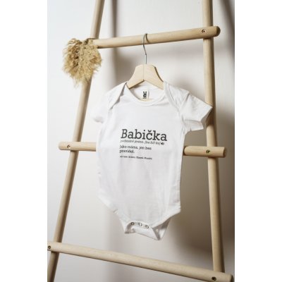 Černá na bílé Bodyčko BABIČKA dlouhý rukáv – Zboží Dáma