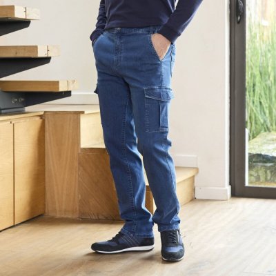 Cargo džíny s kapsami a pružným pasem modrá – Zboží Mobilmania