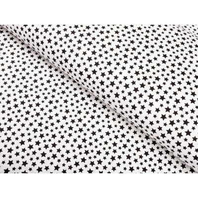 Bavlněná látka/plátno Sandra SA-310 Černé hvězdičky na bílém - šířka 165 cm – Sleviste.cz