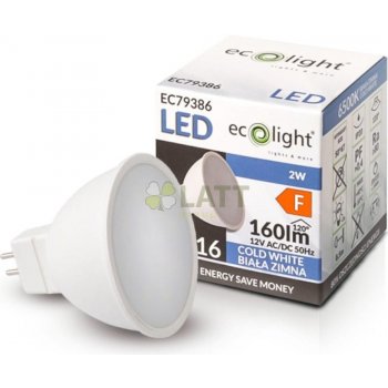 Ecolight LED žárovka MR16 12V 2W studená bílá