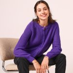 Blancheporte Propínací svetr hladký pletený vzor fialová – Zboží Mobilmania