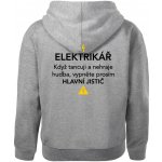 Elektrikář hlavní jistič Nápis na zádech Oversized mikina dámská Moon kratší + širší Tmavě šedý melír – Zboží Dáma