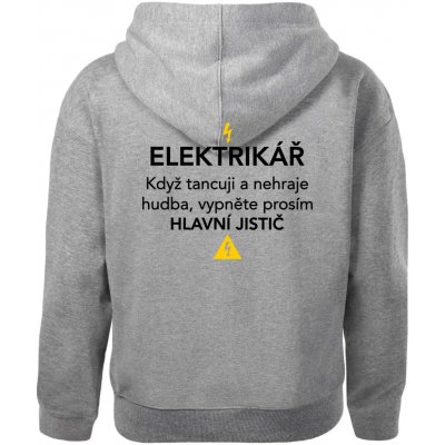 Elektrikář hlavní jistič Nápis na zádech Oversized mikina dámská Moon kratší + širší Tmavě šedý melír – Zboží Dáma