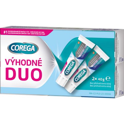 Corega Bez příchuti extra silný fixační krém Duo 2 x 40 g – Zbozi.Blesk.cz