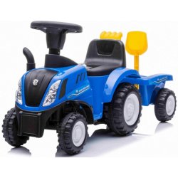 Elektrické vozítko mamido Dětský traktor s přívěsem New Holland T7 modrý