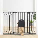 Comomy 75 - 123 cm automatická zavírací branka s dvířky pro kočky černá barva – Zboží Mobilmania