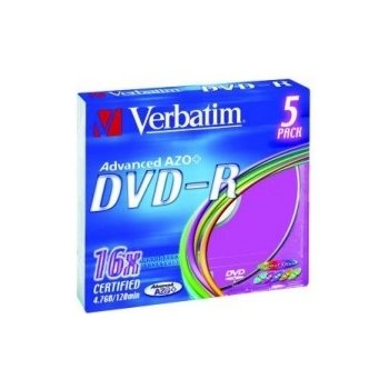 Verbatim DVD-R 4,7GB 16x, Advanced AZO+, slimbox, 5ks (43557)