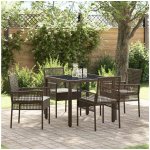 OMAXI 890849 Zahradní jídelní souprava 5 pcs Hnědá Poly ratan – Hledejceny.cz