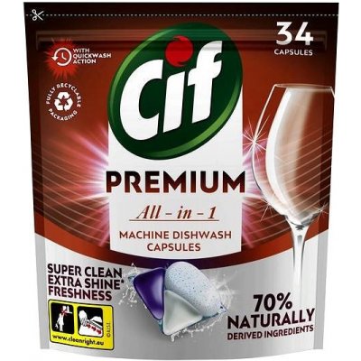 Cif Premium Clean All in 1 Regular Kapsle do myčky nádobí 34 ks