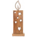 DRAGIMEX Stojací dekorace svíčka dřevěná s kovovým plamenem 13 x 36 cm, 1 ks – Hledejceny.cz