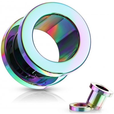 Šperky4U šroubovací tunel do ucha duhový TN01032W-08 – Zboží Mobilmania