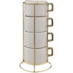 Stojan se 4 šálky Arya 170 ml bílé barvy – Zboží Dáma