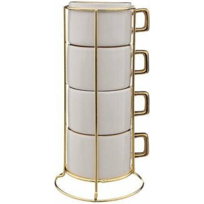 Stojan se 4 šálky Arya 170 ml bílé barvy – Zboží Dáma