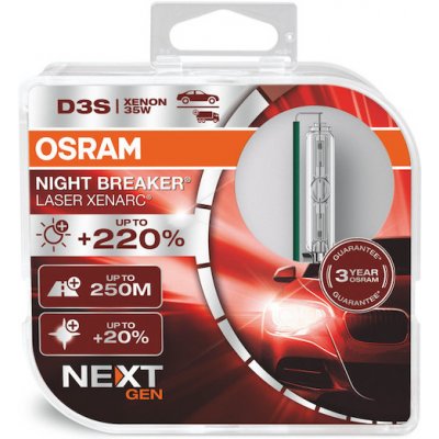 Xenonová výbojka D3S Osram Xenarc Night Breaker Laser +220% 12V/24V 35W PK32d-5 2ks – Hledejceny.cz